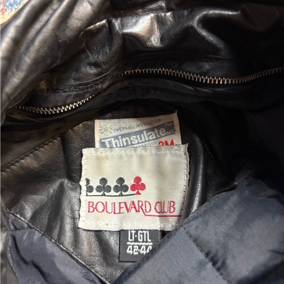 Vintage Boulevard Club Black Zip-up Leather Jacket Large - Picture 3 of 4